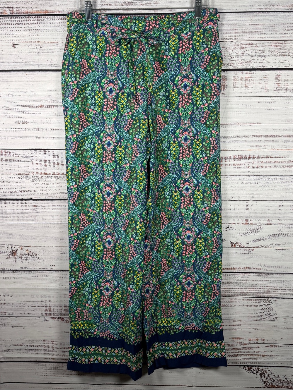 NWT Talbots Floral Wide Leg Pull-On Pants Medium Lenzing Ecovero Viscose - Picture 2 of 9